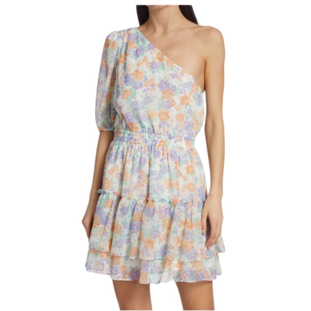 WAYF One Shoulder Floral Mini Dress